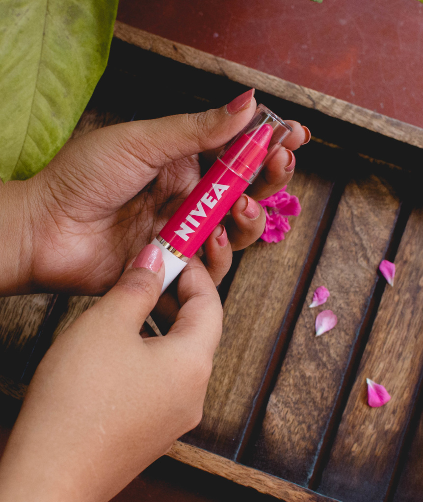 Nivea Coloron Lip Crayons Hot Pink Review and Swatches | Cherry On Top