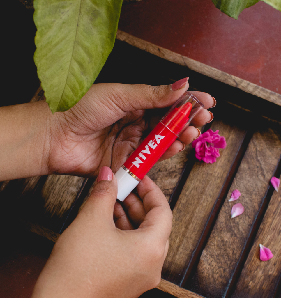 Nivea Coloron Lip Crayons Pop Red Review and Swatches | Cherry On Top