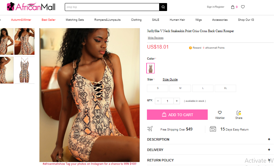 Snake Print Romper African Mall | Cherry On Top