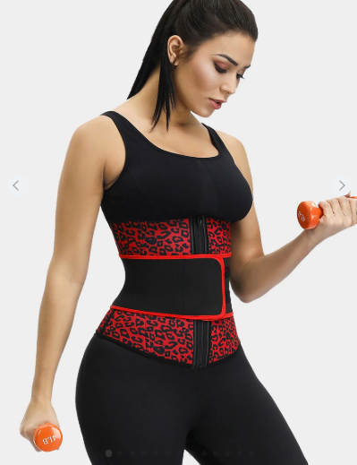 FEELINGIRL WOMEN'S NEOPRENE WAIST TRAINER CINCHER LEOPARD ADJUSTABLE VELCRO CORSET TRIMMER BELT BODY SHAPER ZIPPER