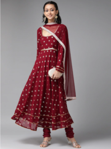 Libas red anarkali kurta set for women