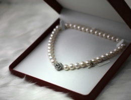 pearl necklace in box