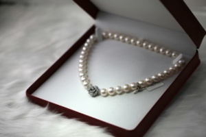 pearl necklace in box