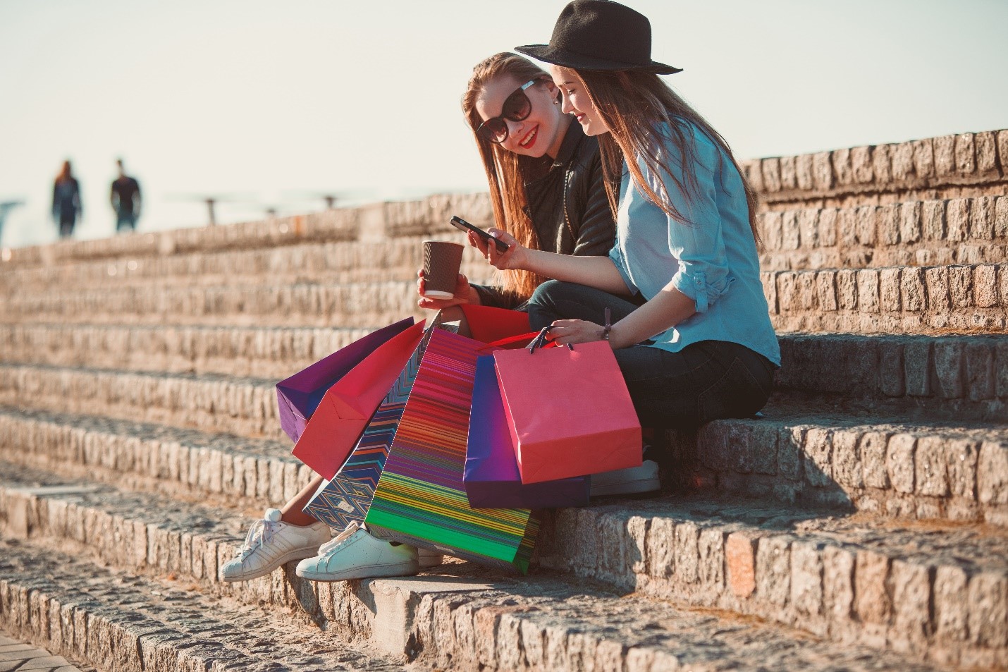 Girls with shopping bags