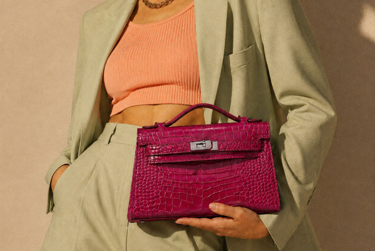 Women with maroon sling bag